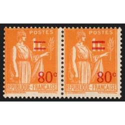 n°359e, variété Types I et II se tenant, Paix 80c sur 1fr orange, neuf ** - TB