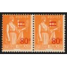 n°359e, variété Types I et II se tenant, Paix 80c sur 1fr orange, neuf ** - TB