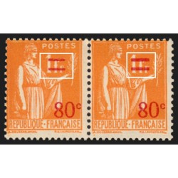 n°359e, variété Types I et II se tenant, Paix 80c sur 1fr orange, neuf ** - TB