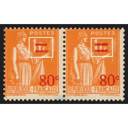 n°359e, variété Types I et II se tenant, Paix 80c sur 1fr orange, neuf **