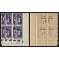 n°363, perforé FB et inversé dans bloc de quatre coin daté, neuf ** - TB