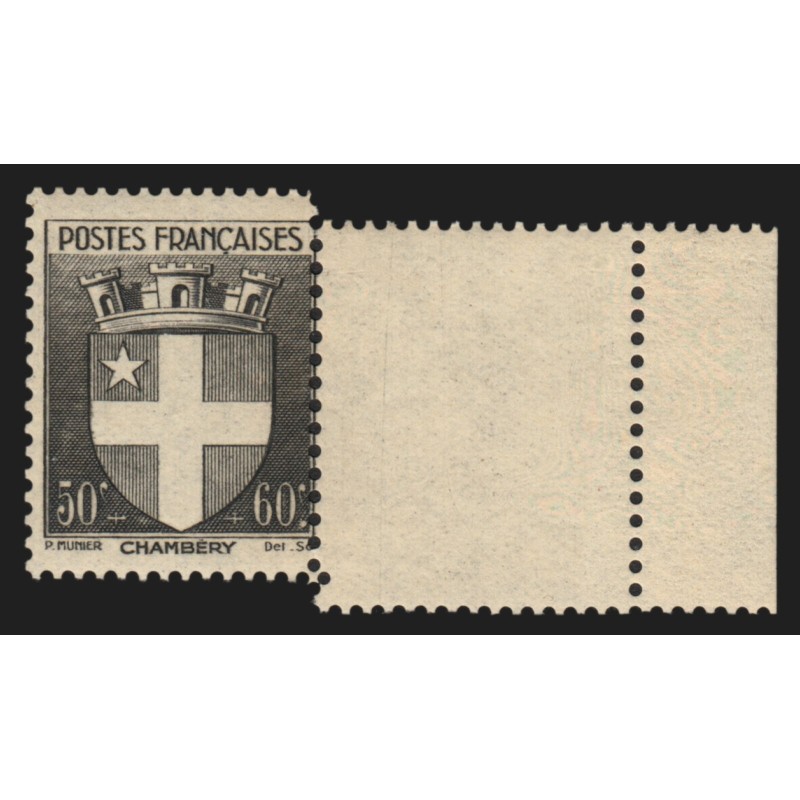 n°553, variété "piquage fortement décalé", Armoiries Chambéry, neuf ** SUPERBE