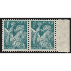 n°650a, variété "bord de feuille filigrané", Iris 1fr bleu-clair, neufs **
