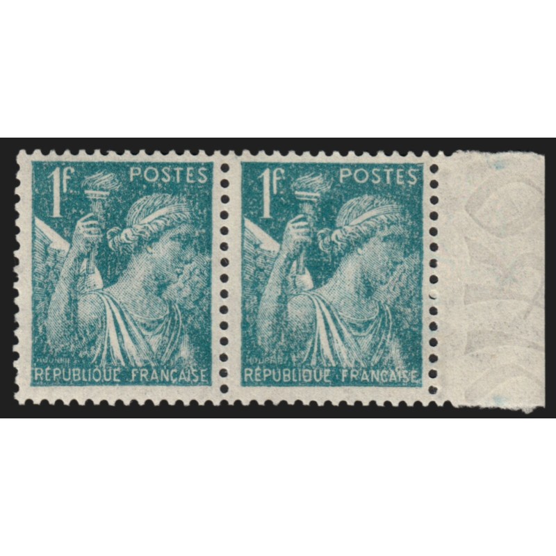 n°650a, variété "bord de feuille filigrané", Iris 1fr bleu-clair, neufs **