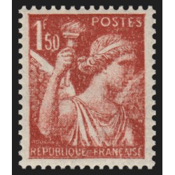 n°652n, variété "papier Japon", Iris 1fr50 rouge-brun, neuf ** - SUPERBE