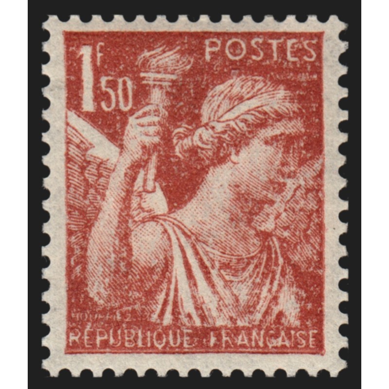 n°652n, variété "papier Japon", Iris 1fr50 rouge-brun, neuf * - SUPERBE