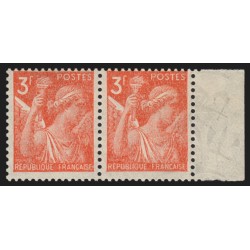 n°655a, variété "bord de feuille filigrané", Iris 3fr rouge-orange, neufs ** TB