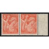 n°655a, variété "bord de feuille filigrané", Iris 3fr rouge-orange, neufs ** TB