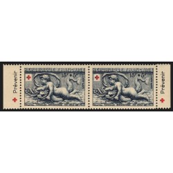 n°938a, paire horizontale bande publicitaire "Prévenir", Croix-Rouge, neufs **
