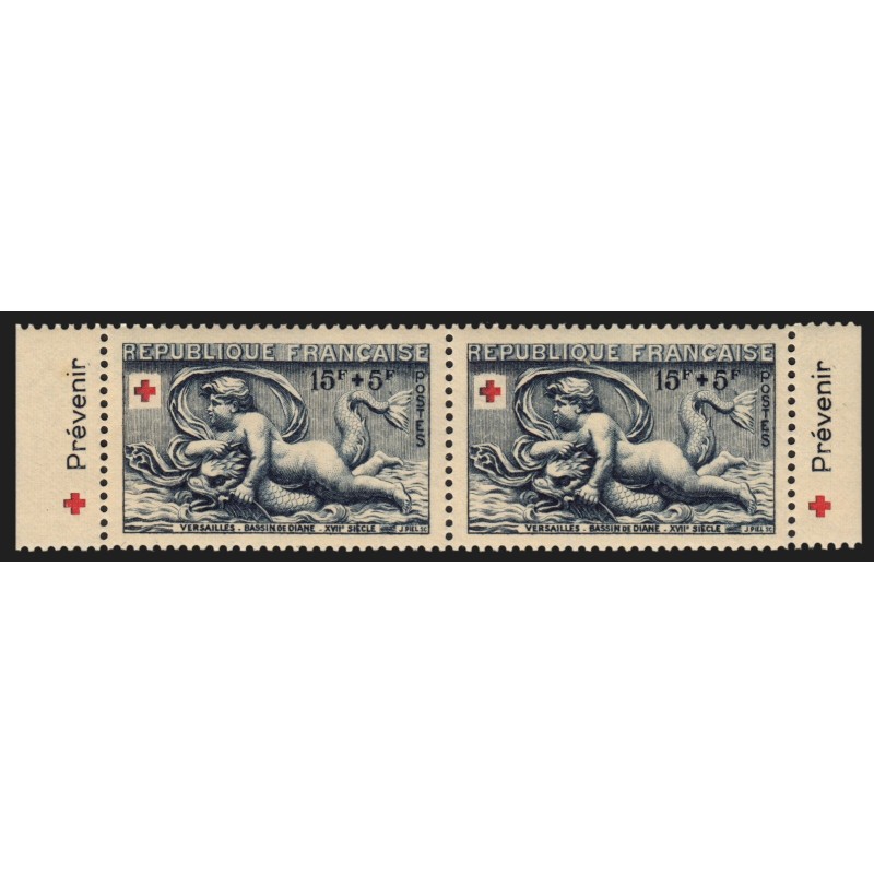 n°938a, paire horizontale bande publicitaire "Prévenir", Croix-Rouge, neufs **