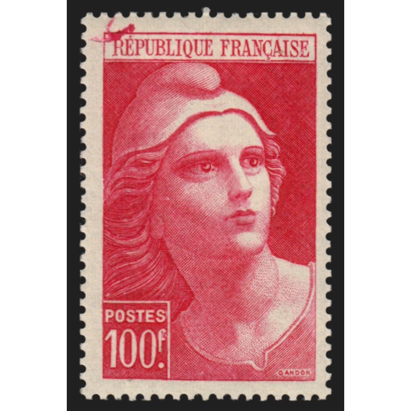 n°733, variété "surencrage", Marianne de Gandon 100fr carmin, neuf ** - TB