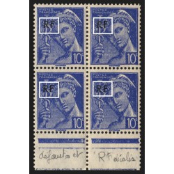 n°657, variété "surcharge déplacée", Mercure 10c outremer, neuf ** - TB
