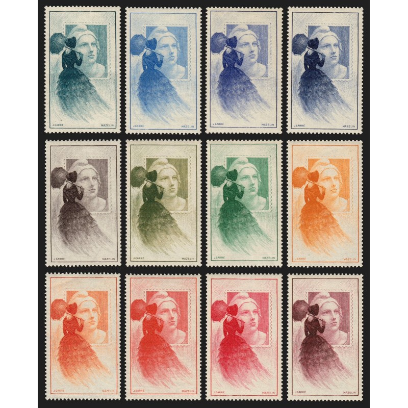 CITEX 1949, Femme à l'ombrelle Marianne de Gandon, série complète, neufs ** TB