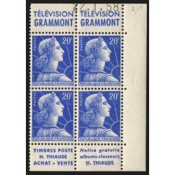 n°1011Bd, Type II de carnet, coin daté 1958, et bandes publicitaires, neuf **