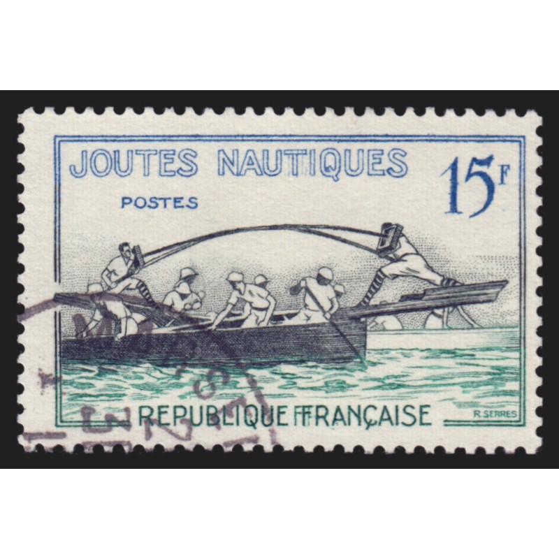 n°1162a variété "FFRANCAISE au lieu de FRANCAISE", Joutes nautiques, oblitéré