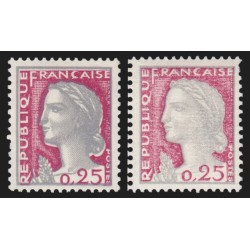 n°1263, deux variétés "gris décalé" et "couleurs très pâles", Decaris, neufs **