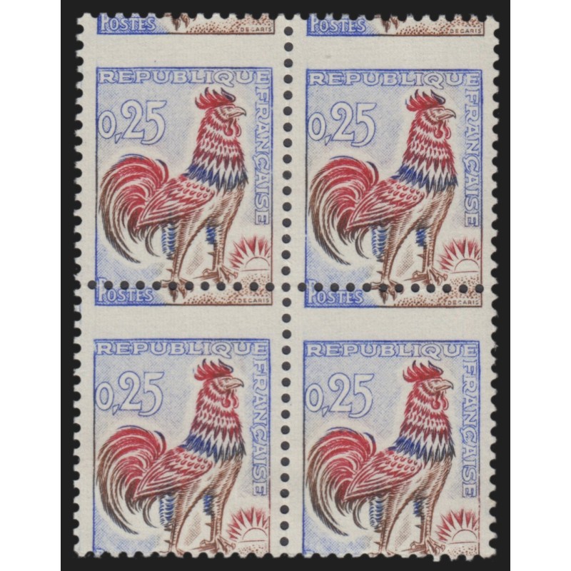 n°1331f, variété "piquage à cheval", Coq de Decaris, neufs ** - SUPERBE