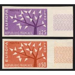 n°1358/1359, non-dentelés, bords de feuille, Europa 1962, neufs ** - SUPERBE