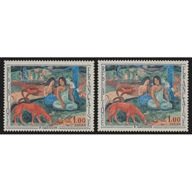 n°1568c, variété "couleur vert et orange décalées", Paul Gauguin, neufs ** SUP