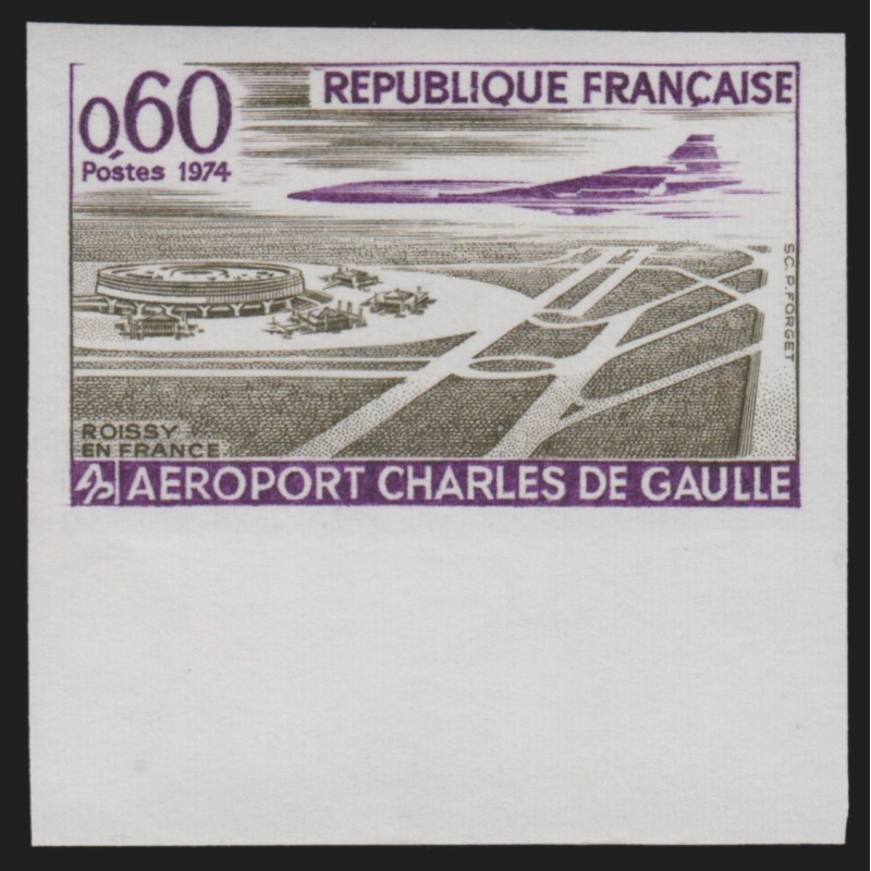 n°1787, non-dentelé, Aéroport Charles De Gaulle 1974, neuf ** - SUPERBE