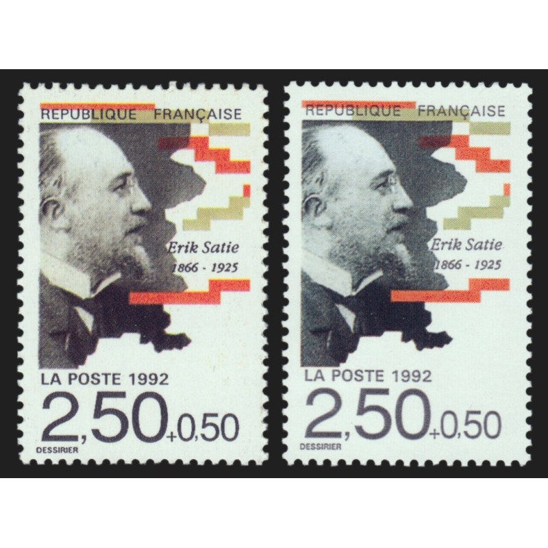 n°2748a, variété "personnage brun", Erik Satie, neuf ** signé CALVES - SUPERBE