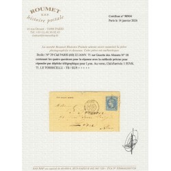 Ballon monté "Le Torricelli", Gazette des Absents n°28, Certificat ROUMET - TB