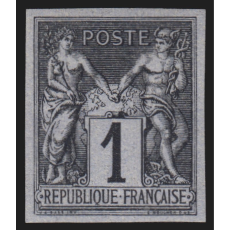 n°83d, non-dentelé, Sage 1c noir-sur-azuré, neuf ** sans charnière - TB