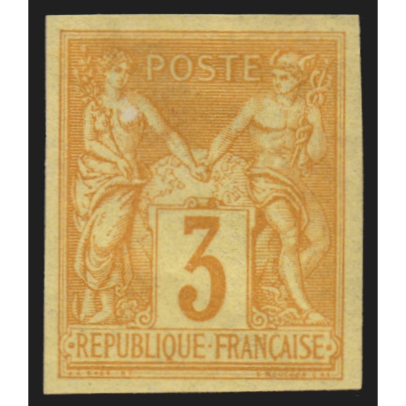 n°86a, non-dentelé, Sage 3c bistre-sur-jaune, neuf * charnière, signé A.BRUN