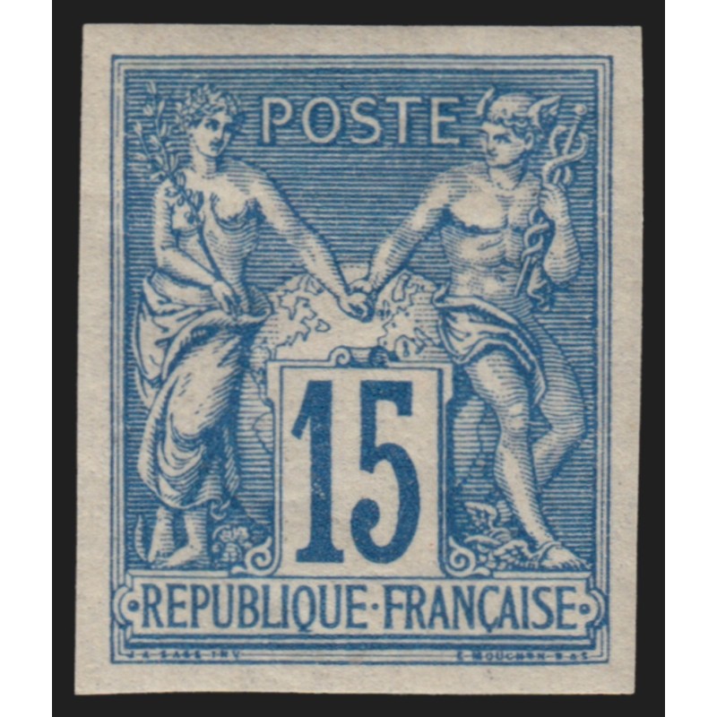 n°90b, non-dentelé, Sage 15c bleu, neuf ** sans charnière - SUPERBE