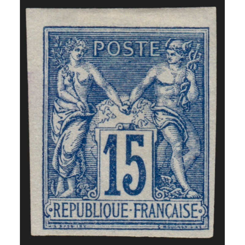 n°90b, non-dentelé, Sage 15c bleu, neuf * avec charnière - TB