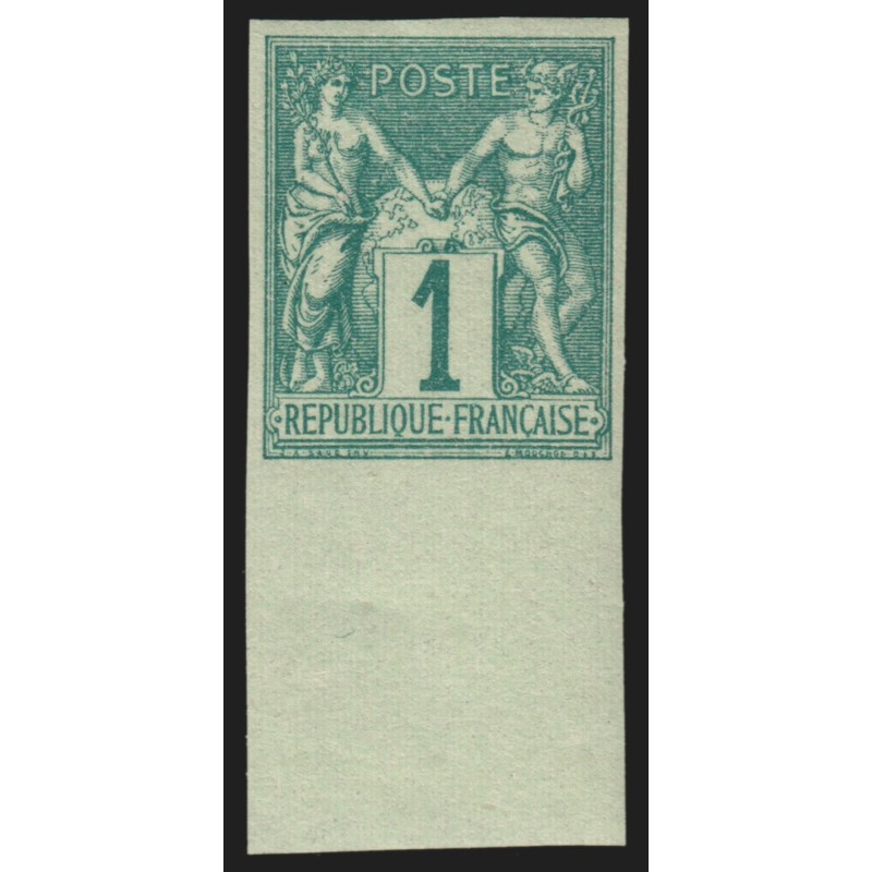 n°61a, non-dentelé, bord de feuille, Sage 1c vert, Type I, neuf ** - TTB
