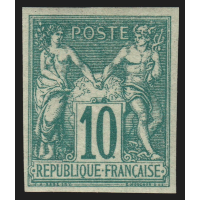 n°65a, non-dentelé, Sage 10c vert, Type I, neuf ** sans charnière, signé A.BRUN