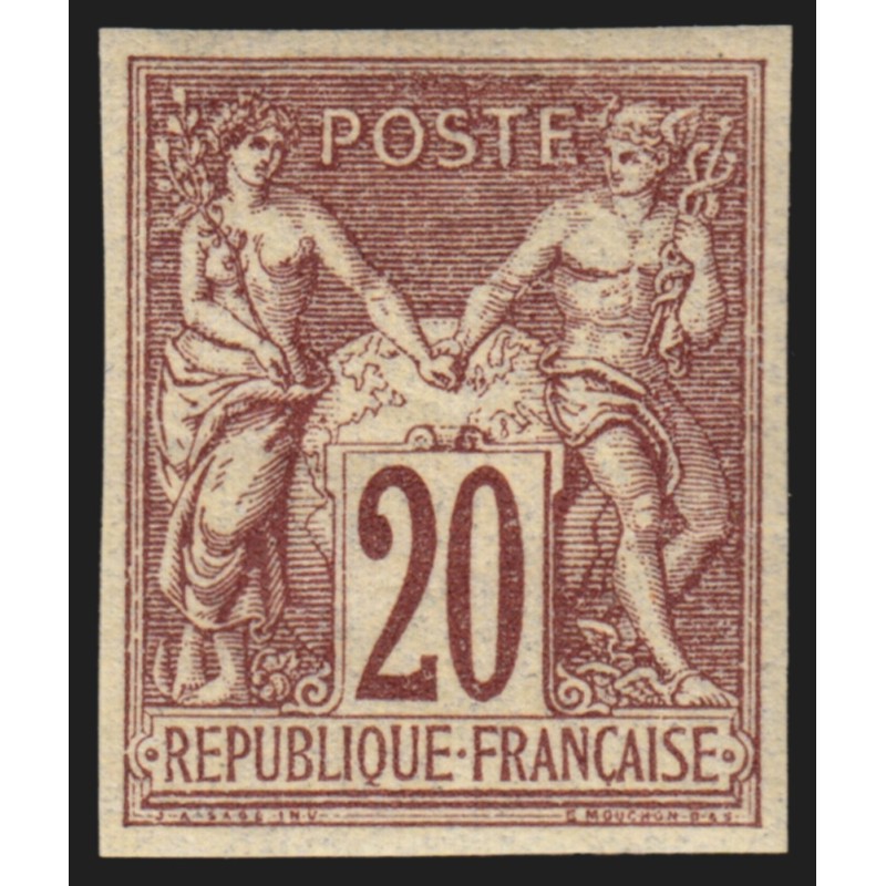 n°67a, non-dentelé, Sage 20c brun-lilas, Type I, neuf ** sans charnière - TB