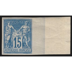 n°90b, non-dentelé, bdf intégral, Sage 15c bleu, neuf ** signé A.BRUN - SUPERBE