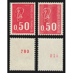 n°1664b/1664e numéro rouge au verso, normale + tropicale, Becquet neufs **