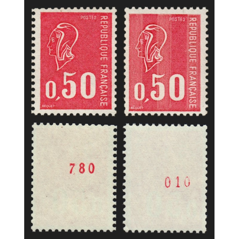 n°1664b/1664e numéro rouge au verso, normale + tropicale, Becquet neufs **