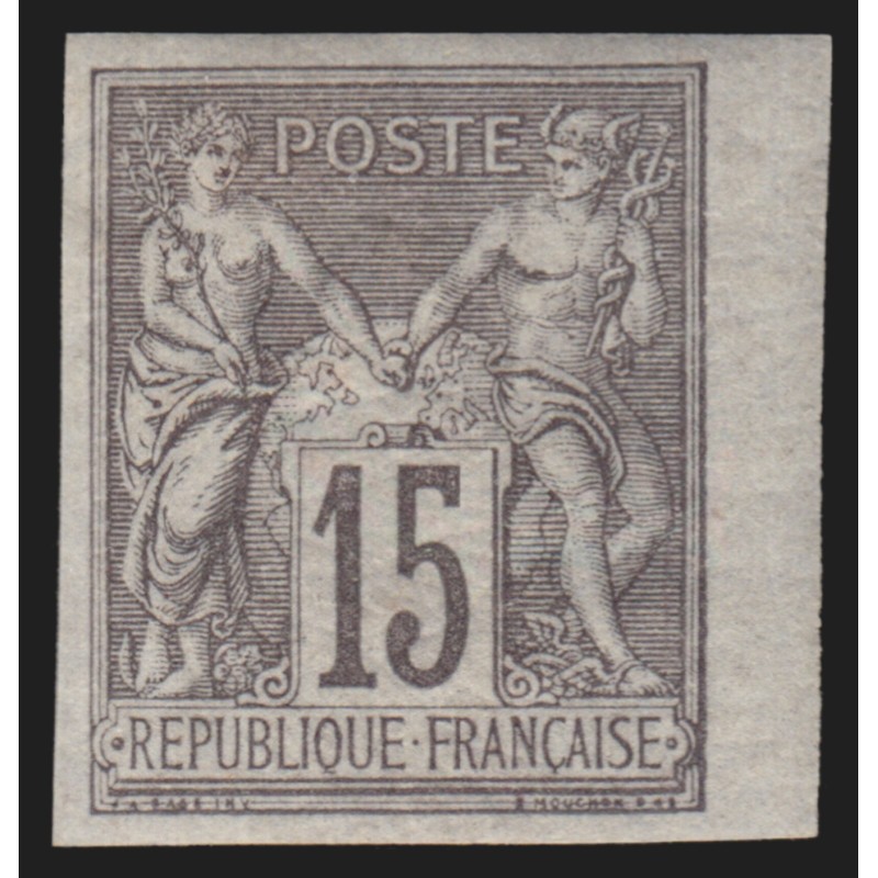 n°77a, Granet non-dentelé, bord de feuille, Sage 15c gris, Type II, neuf *