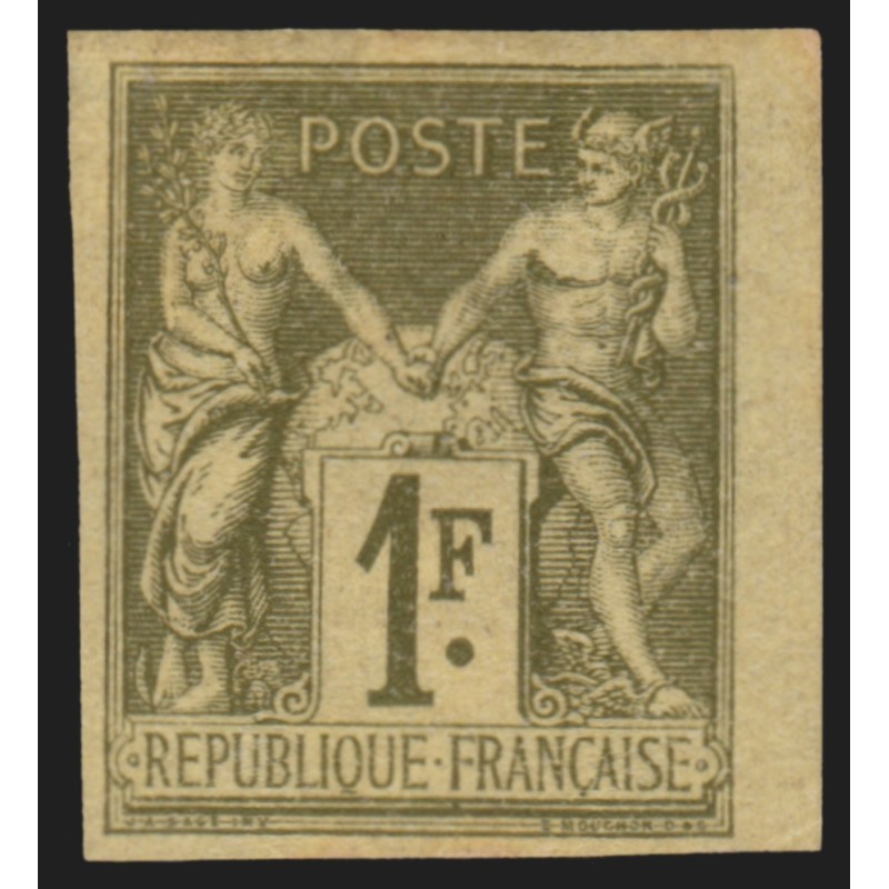 n°82b, Granet non-dentelé, Sage 1fr vert-bronze, Type II, neuf * - TTB D'ASPECT