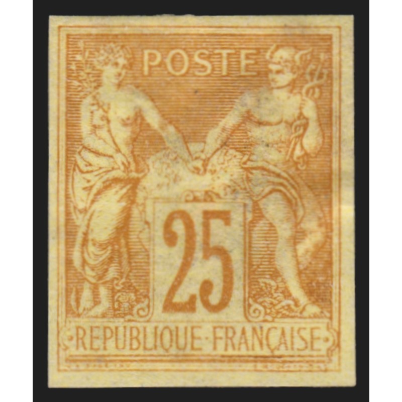 n°92d, Granet non-dentelé, Sage 25c bistre-sur-jaune, neuf * - TB D'ASPECT