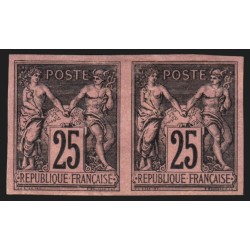 n°97c, Granet non-dentelé, paire, Sage 25c noir-sur-rose, neuf * signé ROUMET