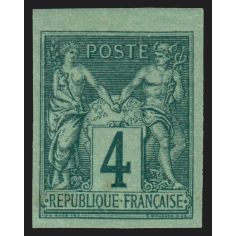 n°63b, Granet non-dentelé, Sage 4c vert-foncé-sur-vert, Type II, neuf * SUPERBE