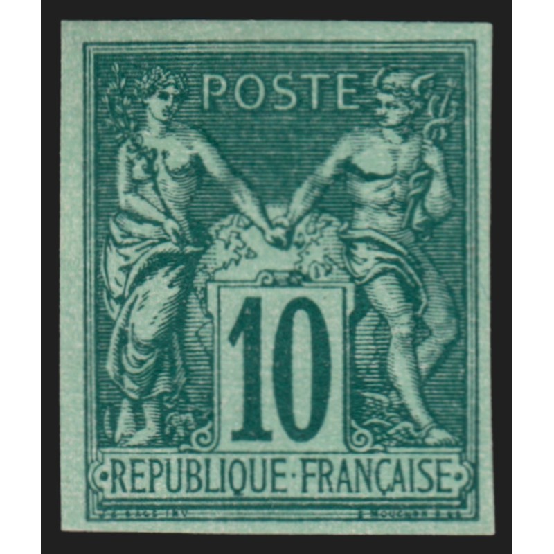 n°76d, Granet non-dentelé, Sage 10c vert-foncé-sur-vert, Type II, neuf (*) - TB