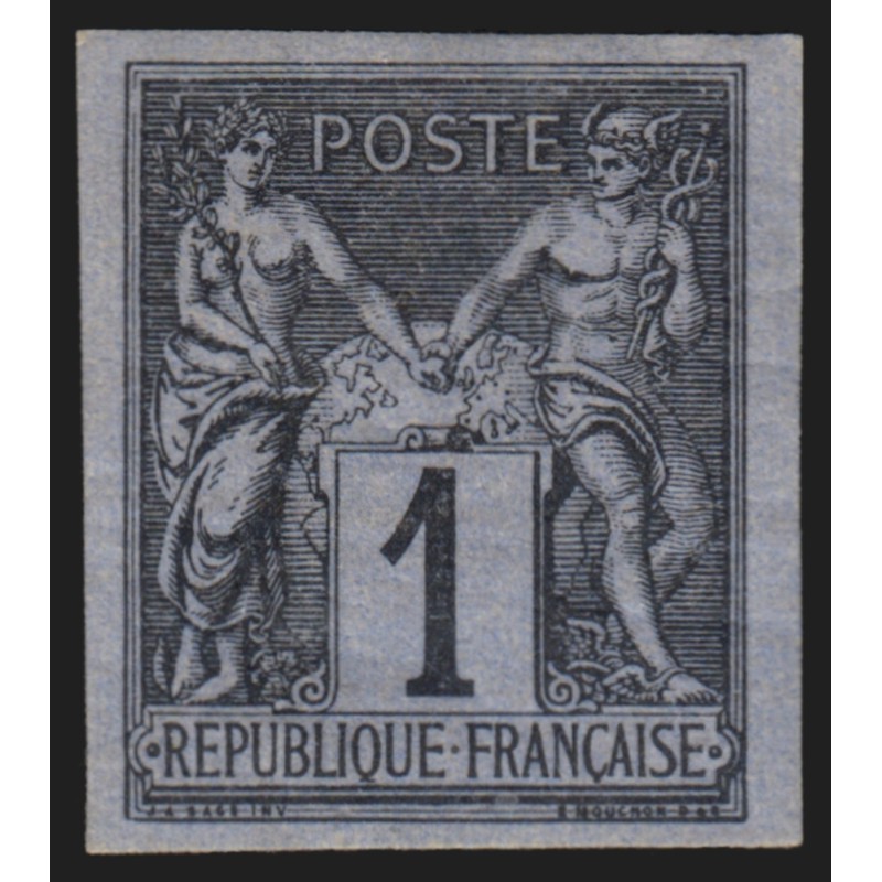 n°83f, Granet non-dentelé, Sage 1c noir-sur-azuré, neuf * avec charnière - TB
