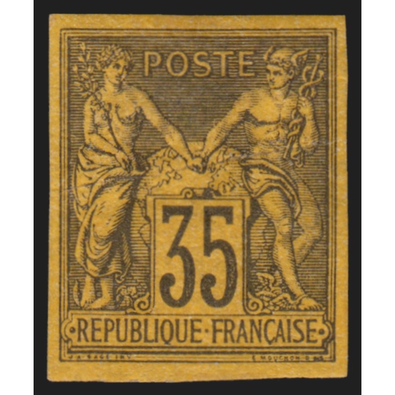 n°93d, Granet non-dentelé, Sage 35c violet-sur-orange, neuf * - TB