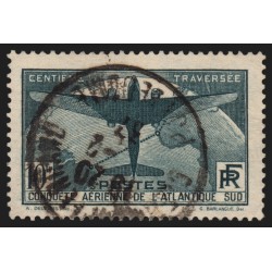 n°321, Traversée aérienne Atlantique-Sud, 10fr vert-foncé, oblitéré - TB