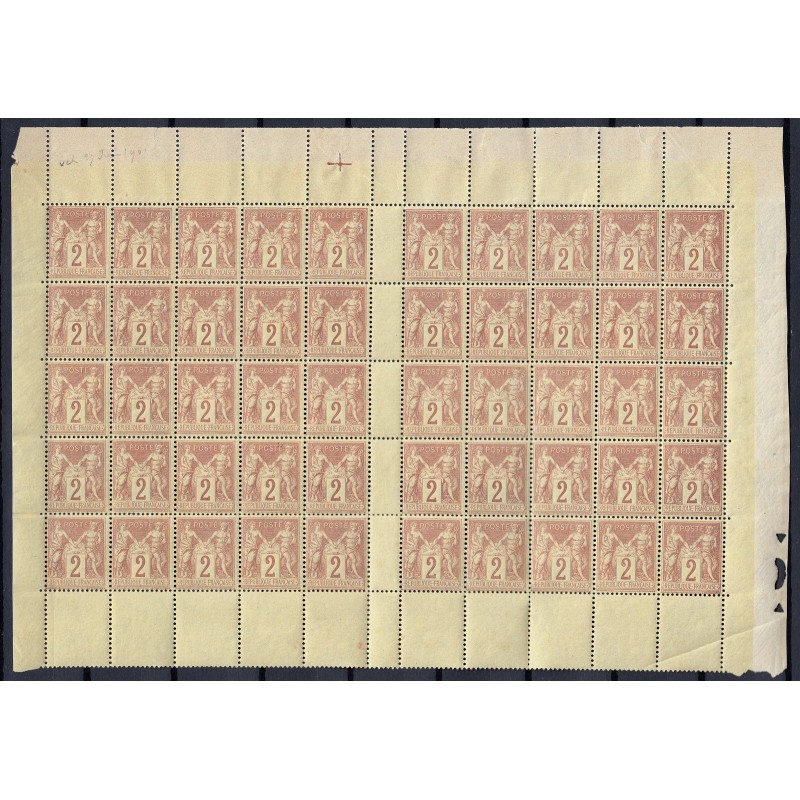 n°85, panneau de 50, Sage 2c brun-rouge, 1877, neufs ** sans charnière - B/TB