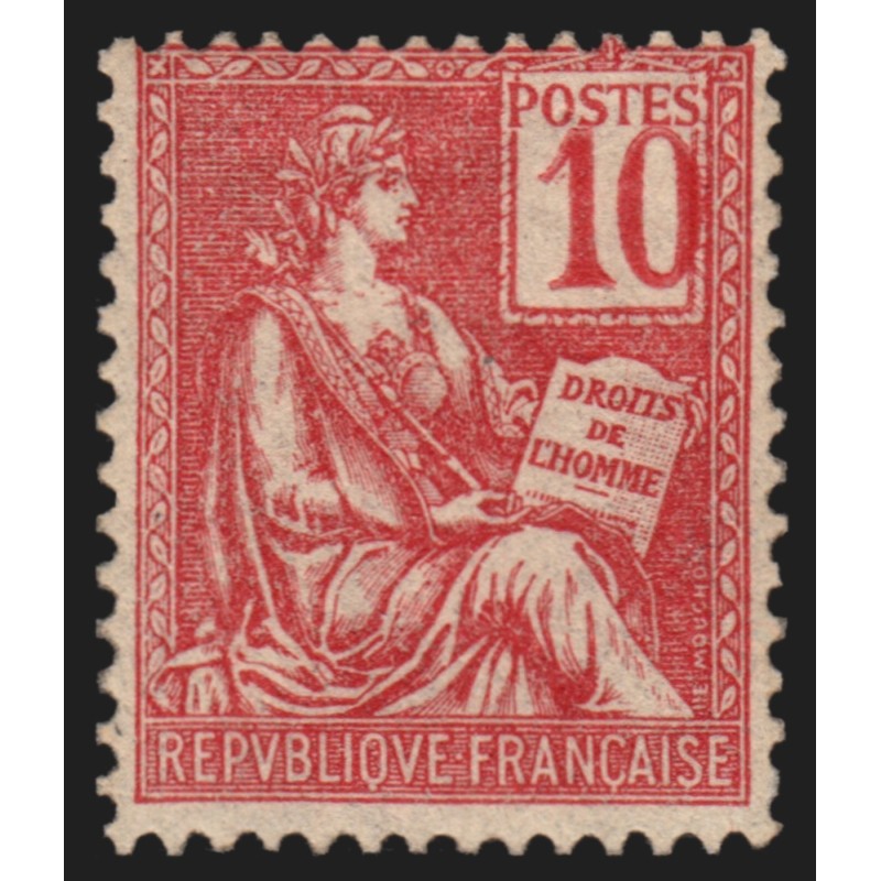 n°112a, variété "chiffres très déplacés", Mouchon 10c rose Type I, neuf * - TB