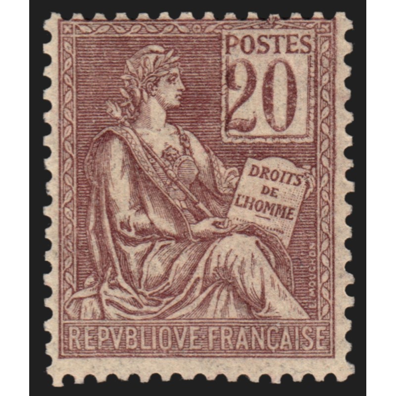 n°113, Mouchon 20c brun-lilas, Type I, neuf ** sans charnière - TB