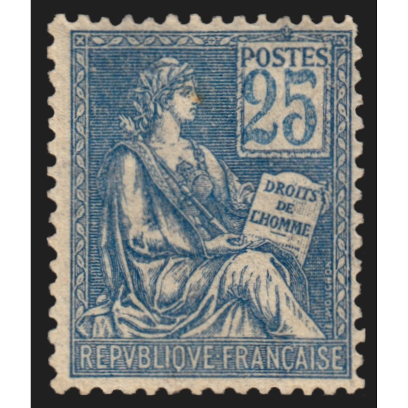 n°114, Mouchon 25c bleu, Type I, neuf * infime trace de charnière - TB D'ASPECT