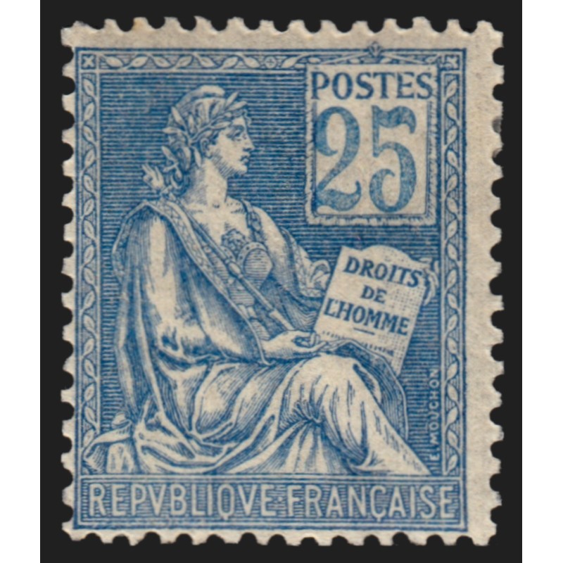 n°114, Mouchon 25c bleu, Type I, neuf * légère trace de charnière - TB